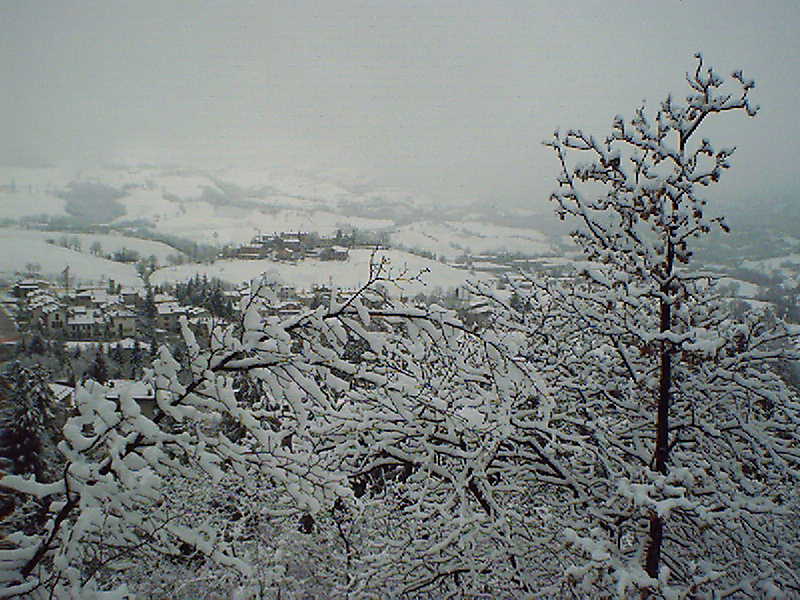 La zona delle gare coperta di neve