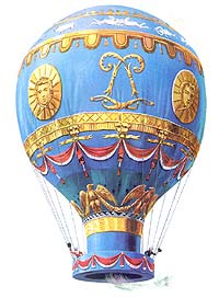 Immagine del pallone montgolfier della prima ascensione umana