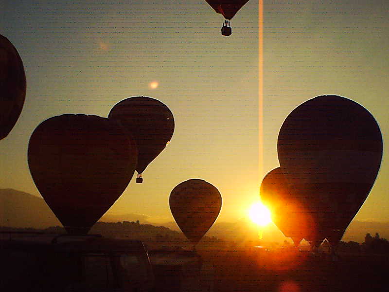 Una suggestiva immagine delle mongolfiere partecipanti al campionato italiano 2005 (Foto R.Spagnoli)