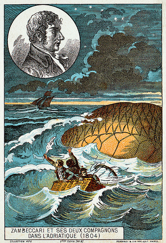 Il naufragio di Zambeccari e dei suoi compagni in una stampa d'epoca